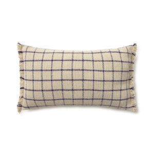 Geometrisch kussen Geo Block Natural Lorena Canals in naturel en donkerblauw patroon