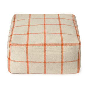 Lorena Canals poef Geo Block Natural 45x45x23 cm handgemaakte katoenen poef in naturel en terracotta