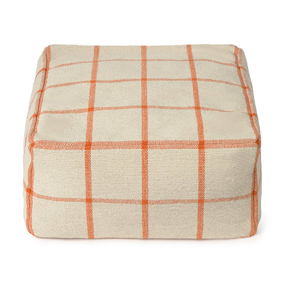 Lorena Canals poef Geo Block Natural 45x45x23 cm handgemaakte katoenen poef in naturel en terracotta