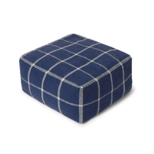 Lorena Canals poef Geo Block Navy Blue handgemaakt katoen 45x45x23 cm blauw design poef kinderkamer
