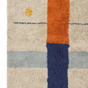 Multicolor katoenen vloerkleed in diverse afmetingen met cirkels en lijnen voor moderne kinderkamer