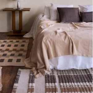 Luxe handloom vloerkleed van wol en katoen voor woonkamer of slaapkamer