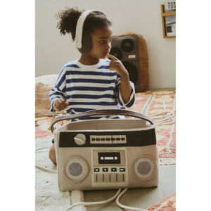<strong>Lorena Canals</strong> <BR> Opbergmand Boombox <BR> Met canvas koptelefoon <BR> 35x20x21 cm - Afbeelding 2
